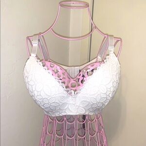 💖No brand Elegant White Lace light padding push up Bra- 36DD
